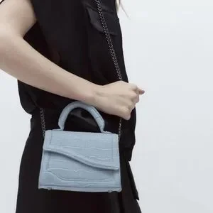 Zara Mock croc denim mini city bag